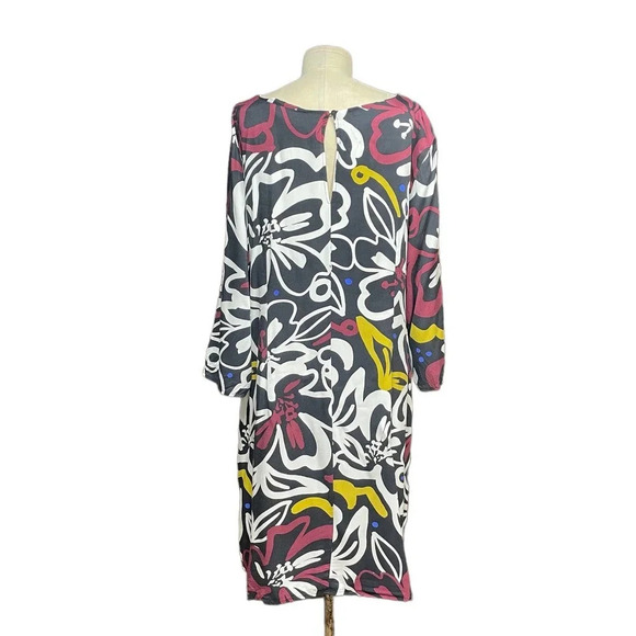 Eloquii Tie Front Kimono Sleeve Dress Black‎ Burgundy Floral Plus Size 16 - Picture 9 of 12